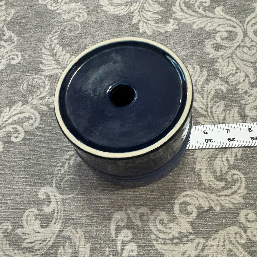 Le Creuset Utensil Crock Holder Cobalt Blue Ribbed Drain Hole Embossed